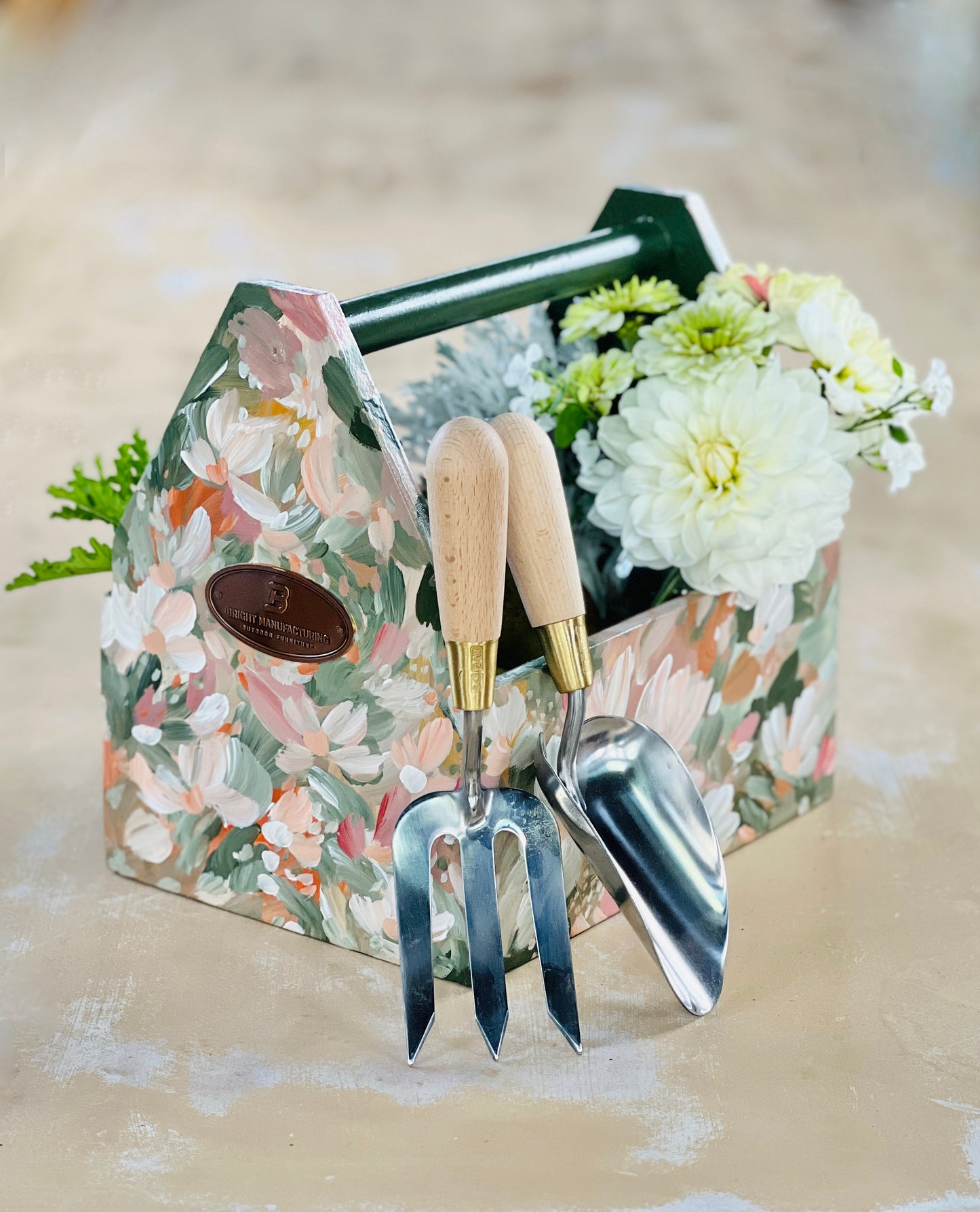 Floral Painted Garden Tool Caddy